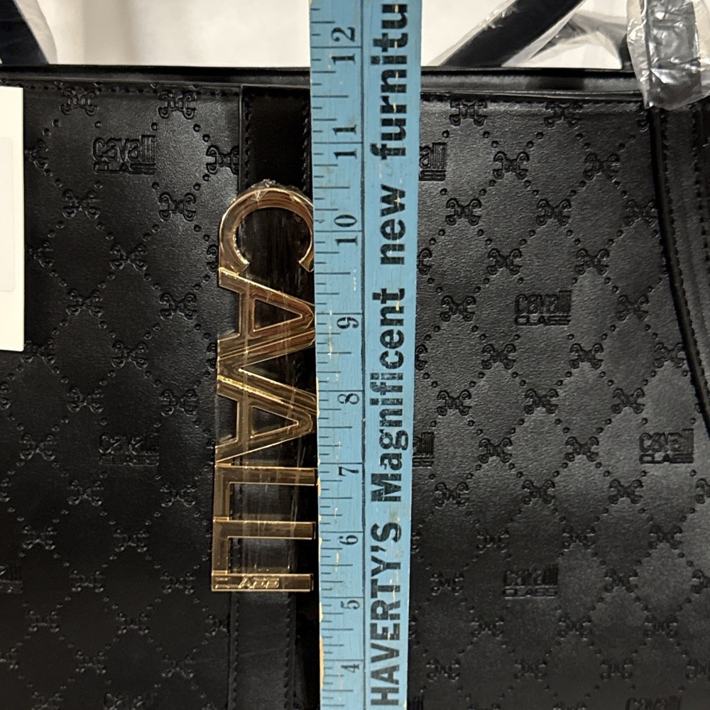 Cavalli Class XL Sandra Black Deboss Shopper Tote NWT $118 MSRP - Picture 9 of 12